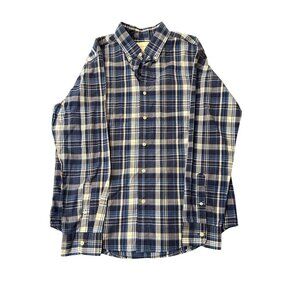 American Eagle Mens Blue & Beige Plaid Button-Down Long Sleeve Shirt L